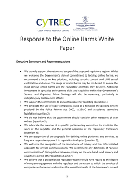Response to the Online Harms White Paper