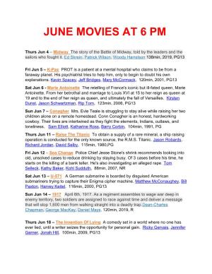 June Movies at 6 Pm