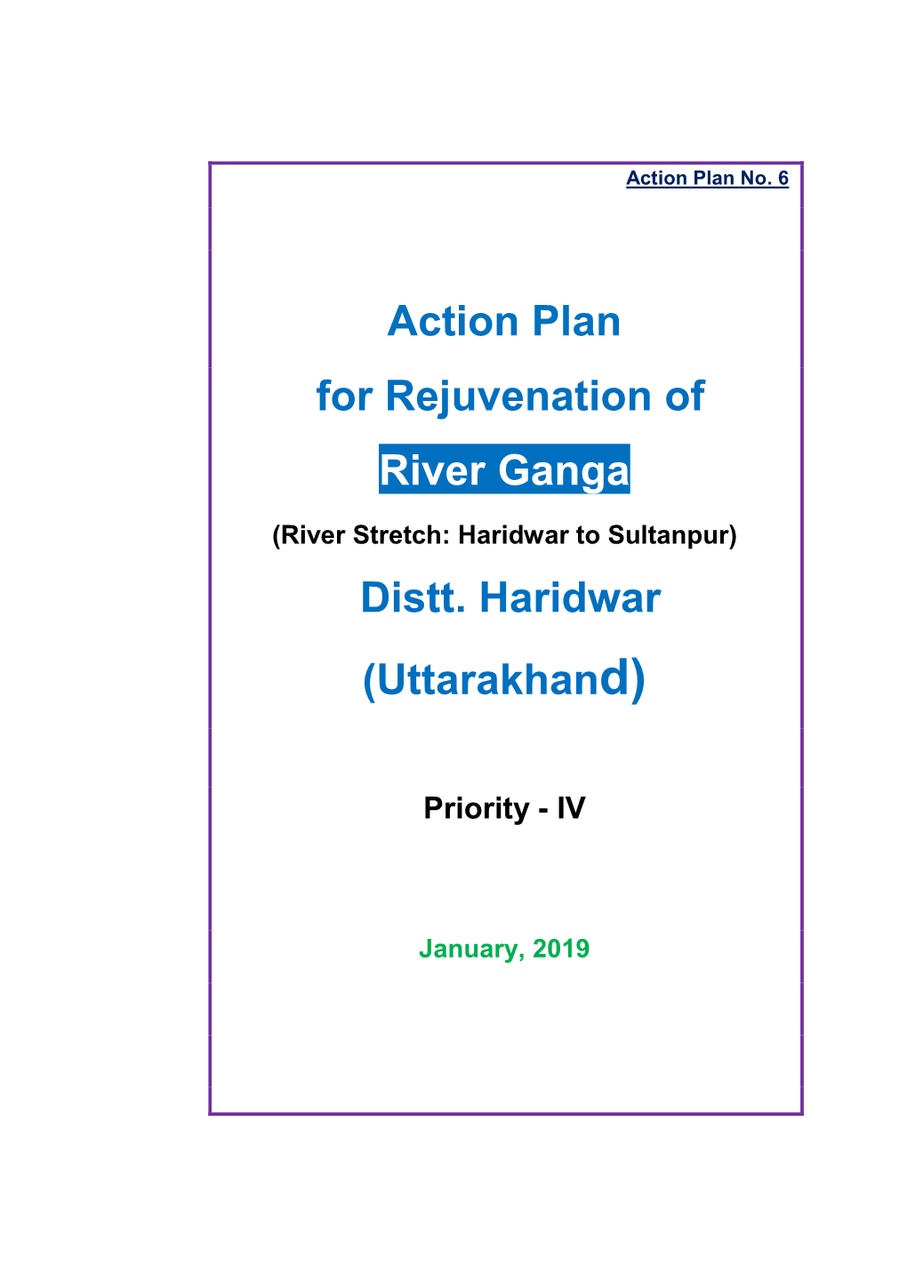 Action Plan for Rejuvenation of River Ganga Distt. Haridwar