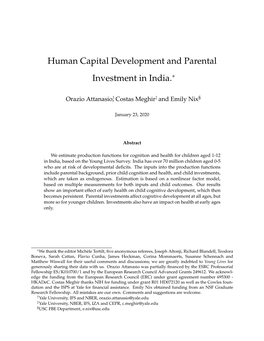 Human Capital Development and Parental Investment in India.∗