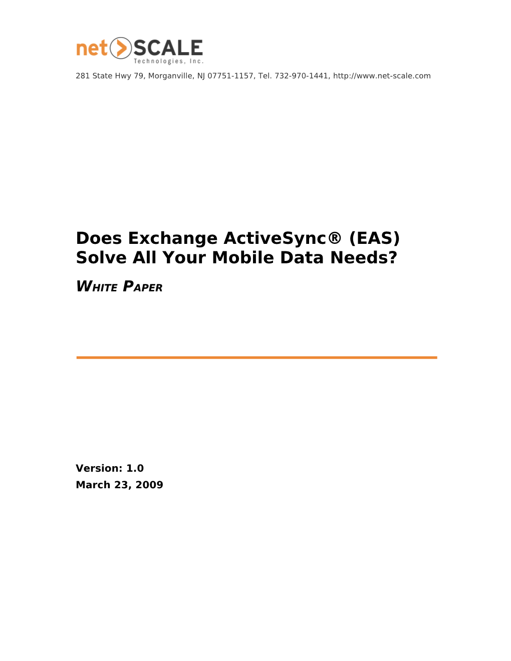 Exchange Activesync® (EAS) Solve All Your Mobile Data Needs?