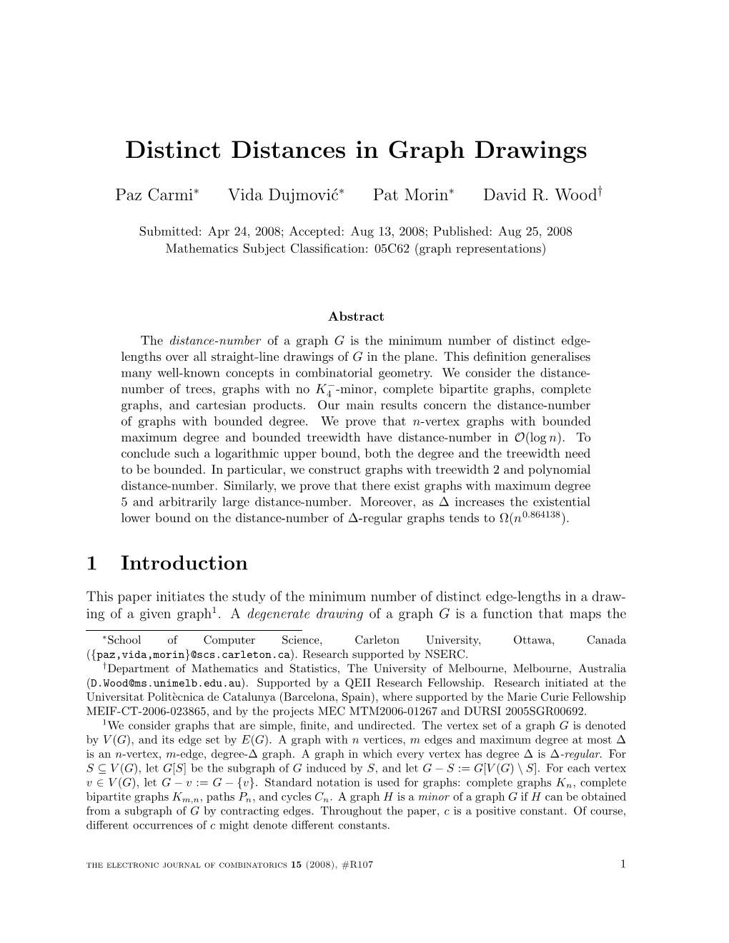 Distinct Distances in Graph Drawings