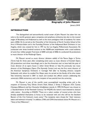 Biography of John Mauceri January 2018