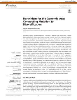 Darwinism for the Genomic Age: Connecting Mutation to Diversification