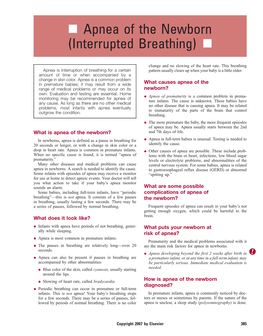 Apnea of the Newborn (Interrupted Breathing) N