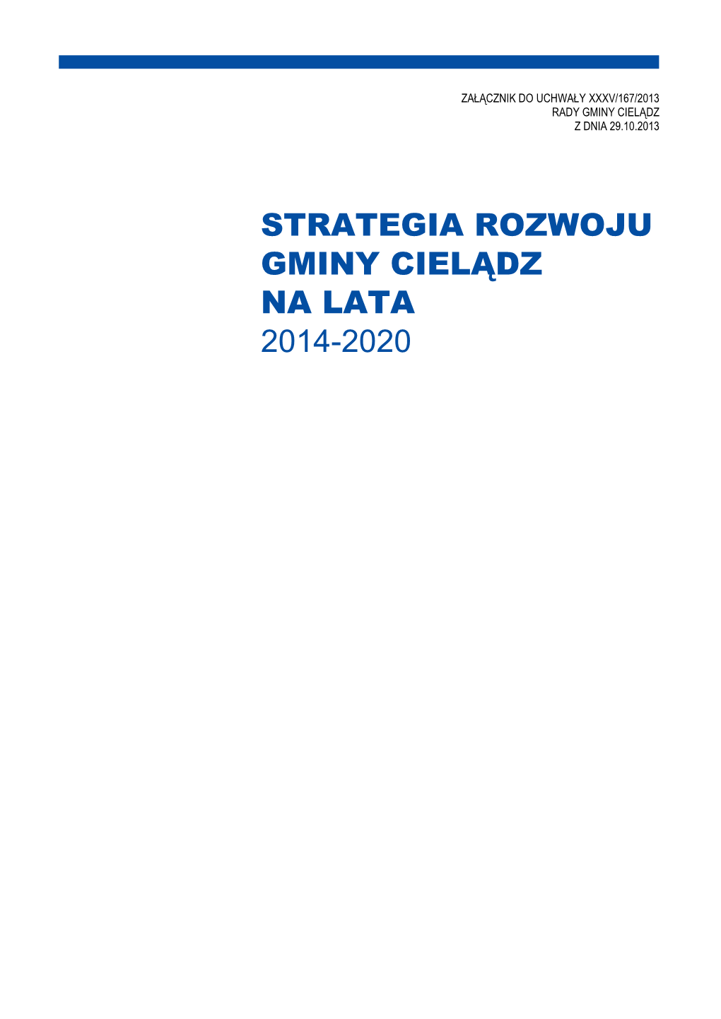 Strategia Rozwoju Gminy Cielądz Na Lata 2014-2020