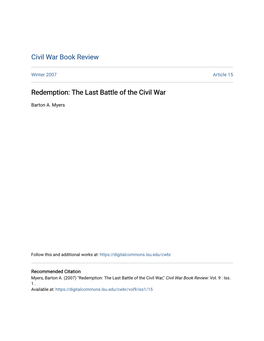 Redemption: the Last Battle of the Civil War