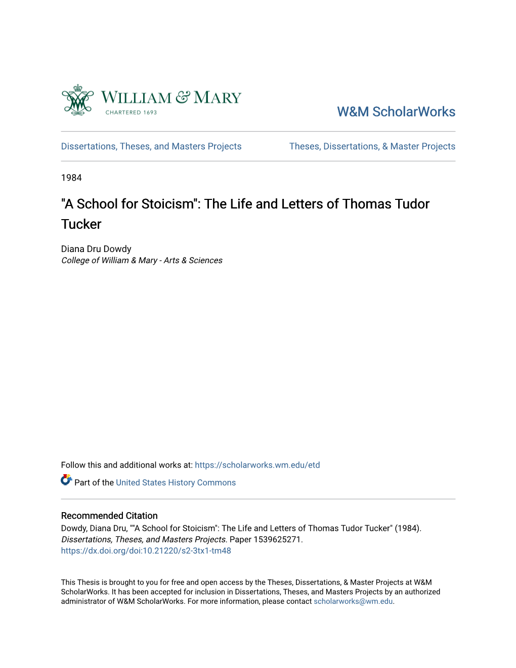 The Life and Letters of Thomas Tudor Tucker