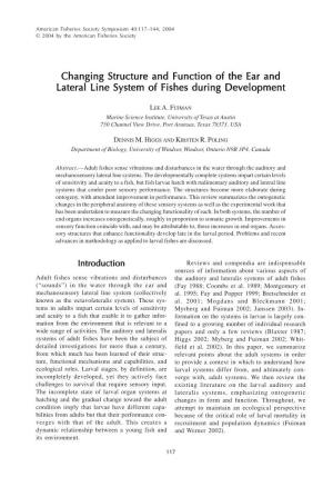 Changing Structure and Function of the Ear and Lateral Line System of Fishes During Development