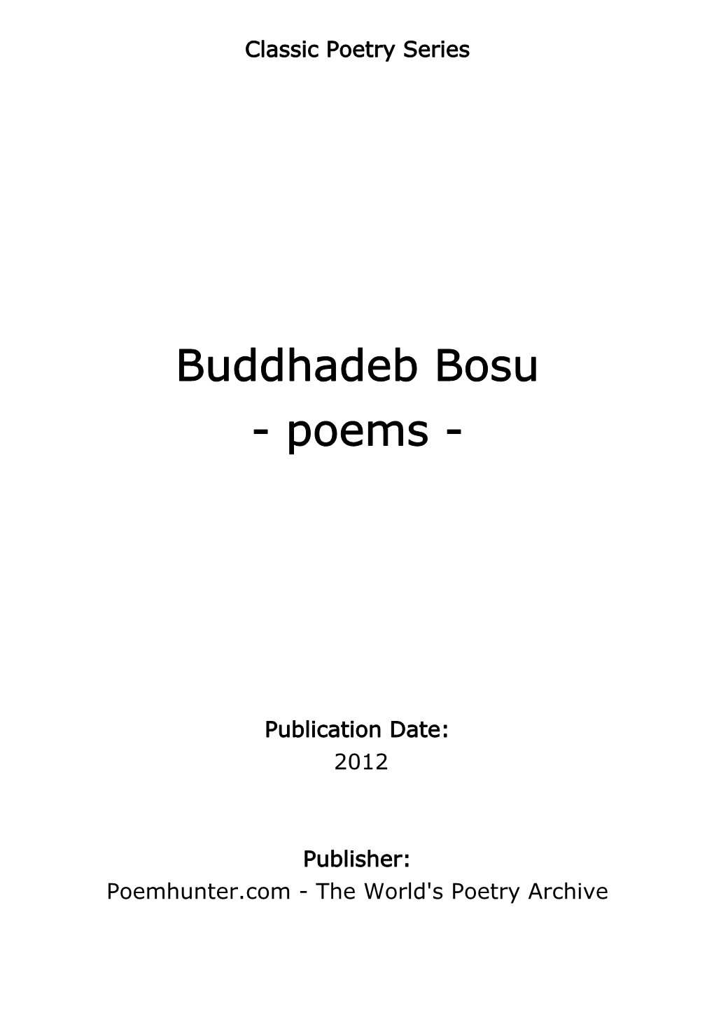 Buddhadeb Bosu - Poems