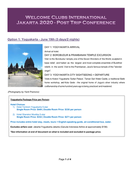 Option 1: Yogyakarta - June 19Th (3 Days/2 Nights)