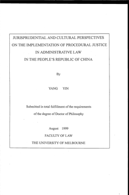 Jurisprudential and Cultural Perspectives on the Implementation of Procedural Justice in Administrative Law in the People's Republic of China