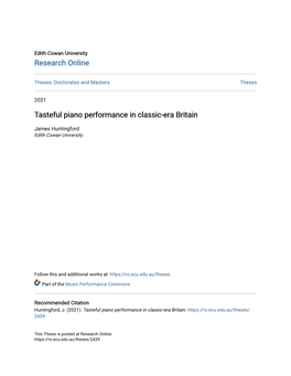 Tasteful Piano Performance in Classic-Era Britain