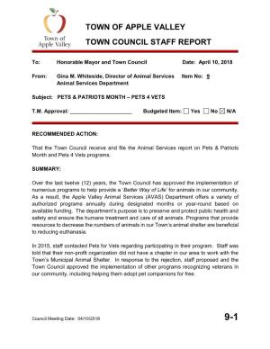 Town of Apple Valley Town Council Staff Report
