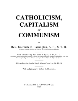 Catholicism, Capitalism Communism