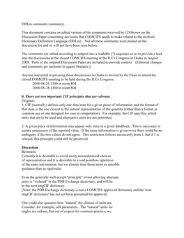 Ddlm Comments (Summary) This Document Contains an Edited
