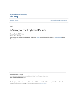 A Survey of the Keyboard Prelude