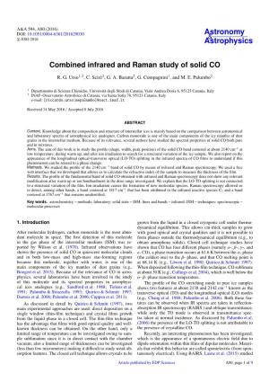 Combined Infrared and Raman Study of Solid CO