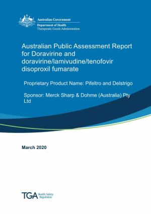 Australian Public Assessment Report for Doravirine and Doravirine/Lamivudine/Tenofovir Disoproxil Fumarate