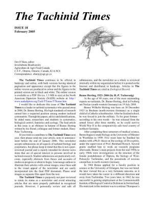 View the PDF File of the Tachinid Times, Issue 18