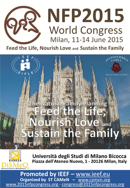 World Congress Milan, 11-14 June 2015 Feed the Life, Nourish Love and Sustain the Family