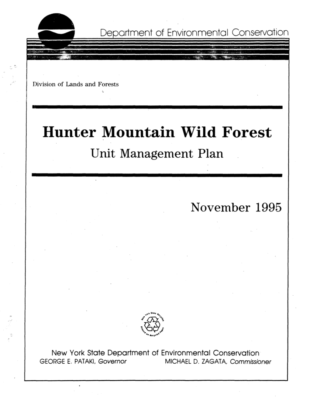 1995 Hunter Mountain Wild Forest Unit Management Plan (UMP)