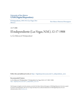 El Independiente, 1894-1913 (Las Vegas, New New Mexico Historical Newspapers Mexico)