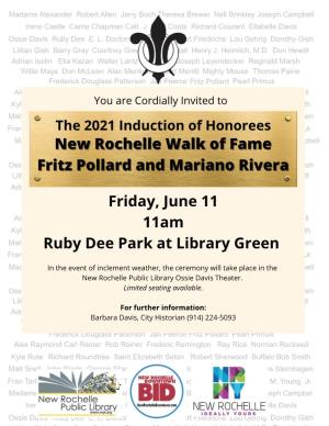 Friday, June 11 11Am Ruby Dee Park at Library Green