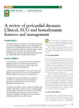 A Review of Pericardial Diseases: Clinical, ECG and Hemodynamic Features and Management