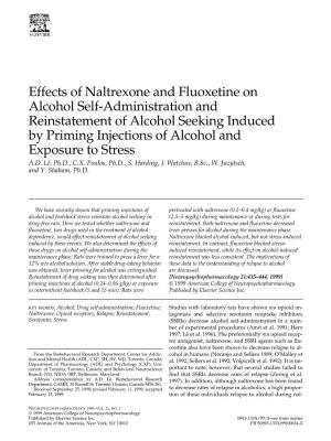 Effects of Naltrexone and Fluoxetine on Alcohol Self-Administration And