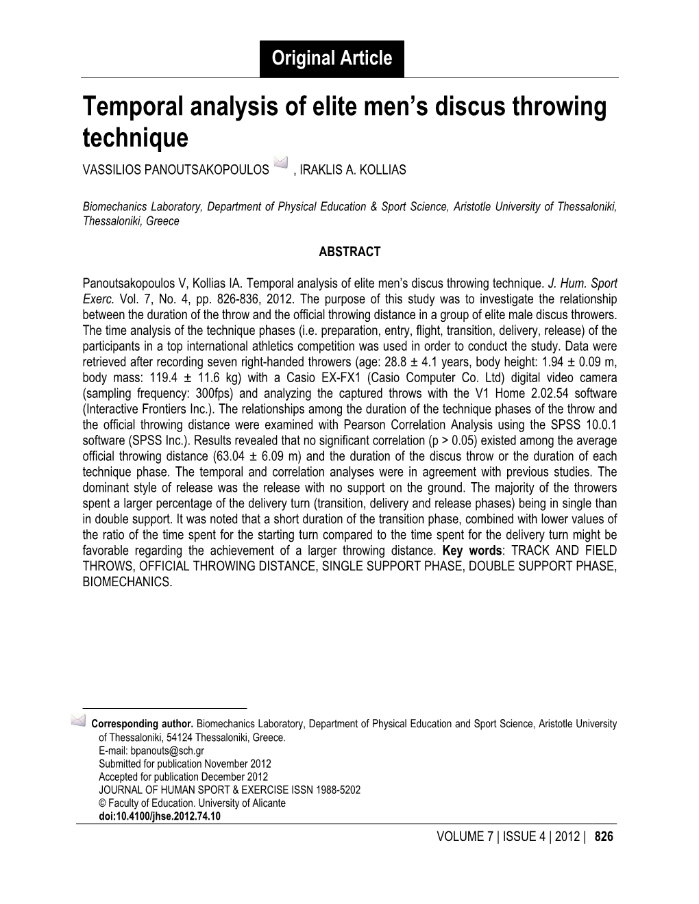 Temporal Analysis of Elite Men's Discus Throwing Technique