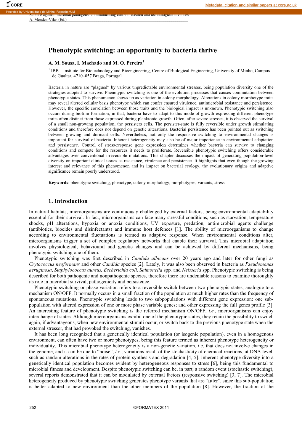 Phenotypic Switching: an Opportunity to Bacteria Thrive