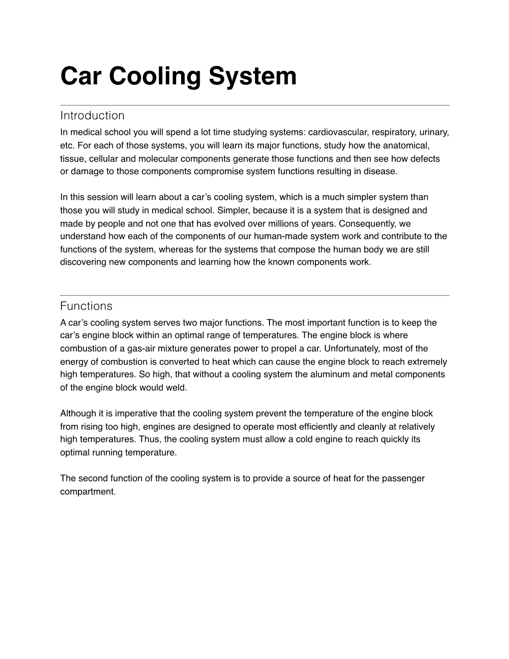 Car Cooling System