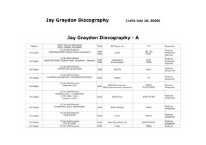 Jay Graydon Discography (Valid July 10, 2008)