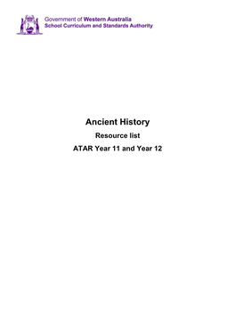 Ancient History Resource List ATAR Year 11 and Year 12