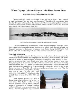 Frozen Cayuga & Seneca Lakes Article with Picture