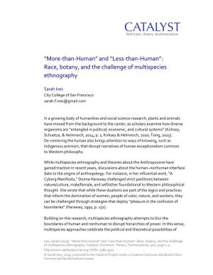 Race, Botany, and the Challenge of Multispecies Ethnography