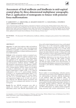 Assessment of Fetal Midbrain and Hindbrain in Mid-Sagittal Cranial Plane by Three-Dimensional Multiplanar Sonography