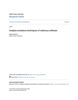 Analysis Avoidance Techniques of Malicious Software