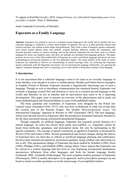 Esperanto As a Family Language