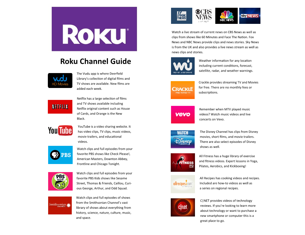Roku Channel Guide Including Current Conditions, Forecast, Satellite, Radar, and Weather Warnings