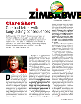 Clare Short One Bad Letter with Long-Lasting Consequences