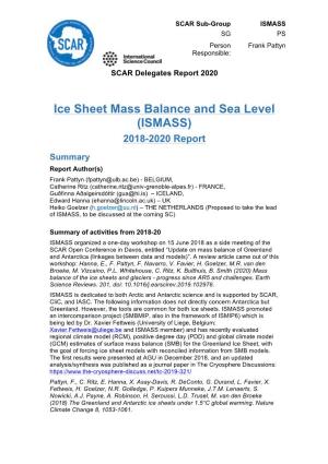 Ice Sheet Mass Balance and Sea Level (ISMASS) 2018-2020 Report
