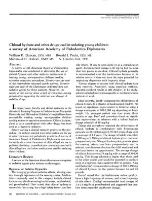 Chloral Hydrate and Other Drugs Used in Sedating Young Children: a Survey of American Academy of Pedodontics Diplomates