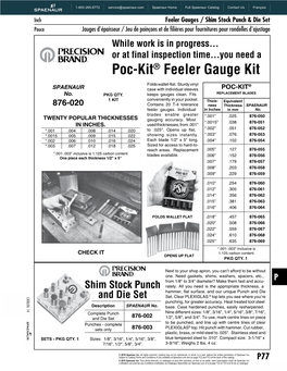 Feeler Gauges / Shim Stock Punch & Die Set Punch Stock / Shim Gauges Feeler Accuracy