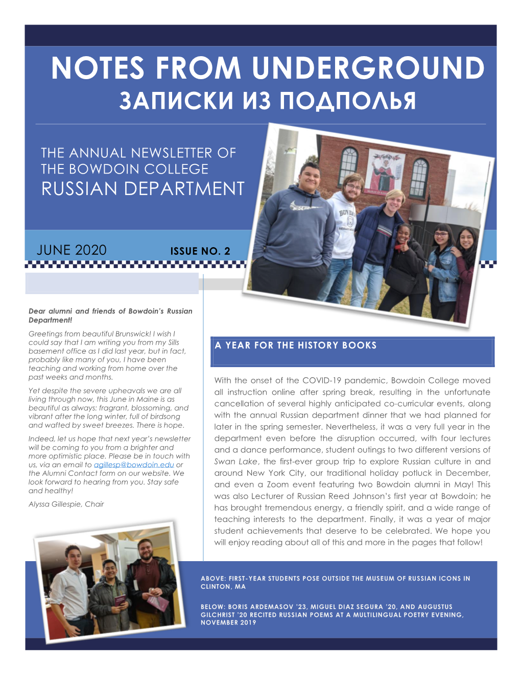 Bowdoin Russian in the News We Celebrate the Successes of Our Bowdoin Alumni: News Articles That Have Featured Our Department