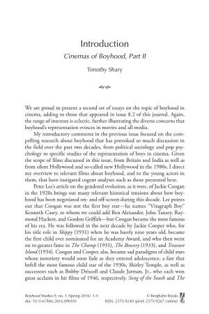 Introduction Cinemas of Boyhood, Part II