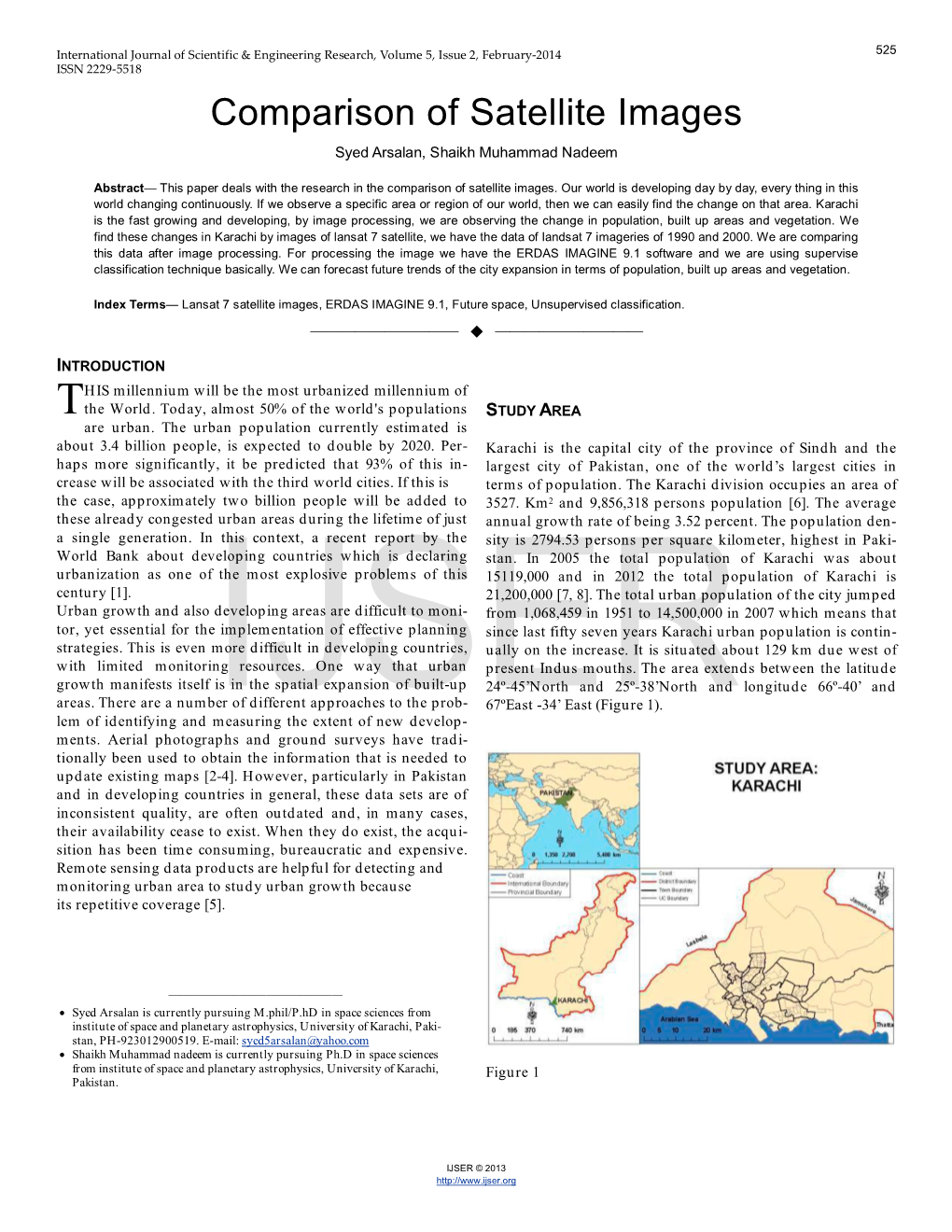 Comparison of Satellite Images Syed Arsalan, Shaikh Muhammad Nadeem