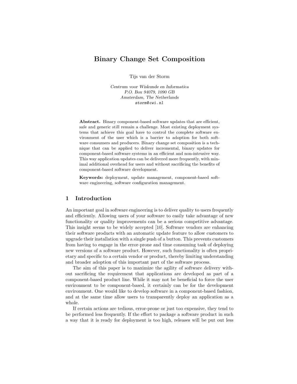 Binary Change Set Composition
