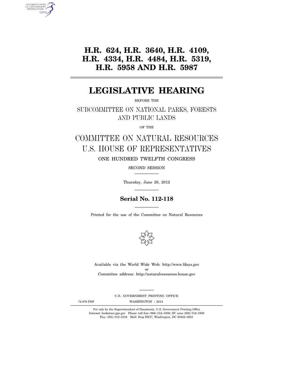 Legislative Hearing Committee on Natural Resources